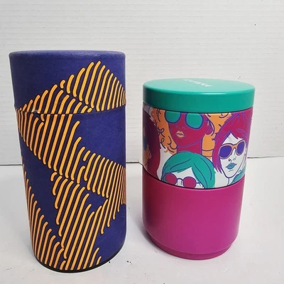 Teavana Stackable Tea Travel Tins Set Of 2 Containers Canisters Pink, Green, Ora - Image 1 of 4