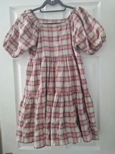 Next Girls Checked Brown & Beige Sumner/holiday Dress - Age 9 - Picture 1 of 12