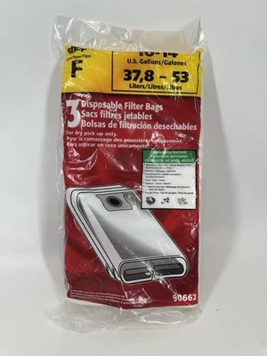 Bolsas de filtro Shop-Vac 90662 tipo F 10-14 galones - Paquete de 3 bolsas de vacío desechables Foto 1 de 4