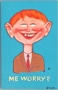 Vintage Alfred E. Neuman Comic Postcard "ME WORRY?" Artist-Signed / Dated 1959 - Picture 1 of 2
