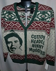 New! Will Farrell ELF Sweater (Cotton Headed Ninny Muggins) Cardigan Mens Size M - Picture 1 of 6