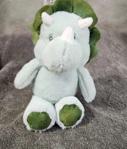 KellyToy Baby Mint Green Triceratops Dinosaur Crinkle & Rattle Sounds Plush 13" - Picture 1 of 2