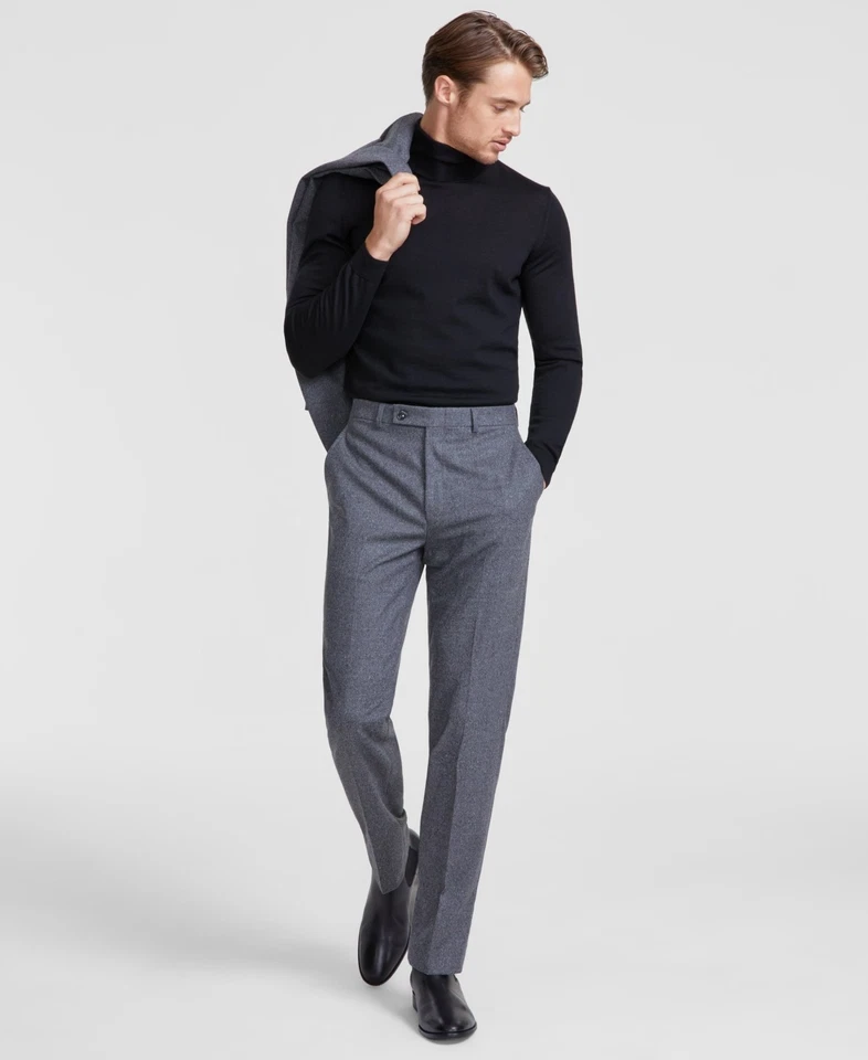 Pantalones de vestir Calvin Klein para hombre ajustados 32/32 gris liso Foto 1 de 1