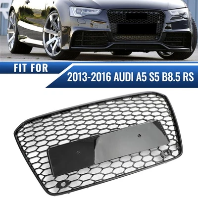 Rejilla de parachoques delantero de malla de panal negro brillante para Audi A5 S5 B8.5 RS 2013-2016 Foto 1 de 4