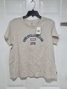 Levi's Women's The Perfect Tee T-Shirt Beige Size XL - Picture 1 of 4