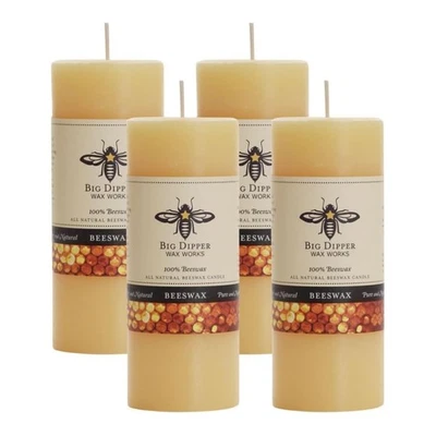 100% Pure Beeswax Pillar Candle 4 Pack, 2" x 4.75", Handmade in USA, 40 Hour ... - Image 1 of 4