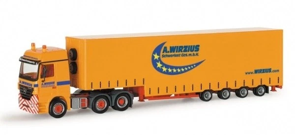 HERPA, MERCEDES Actros LH02 6x4 con rimorchio a pianale ribassato 4 Assi A.WI... - Immagine 1 di 1