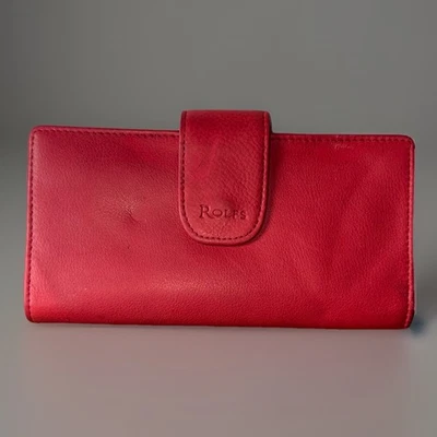 Carteira de couro vintage Rolfs talão de cheques bolsa de troca 2 compartimentos slots para cartão de identificação - Imagem 1 de 4