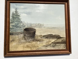 Linda Peterson Maine, Massachusetts Oil Painting "Clamming" 1981 - Picture 1 of 15
