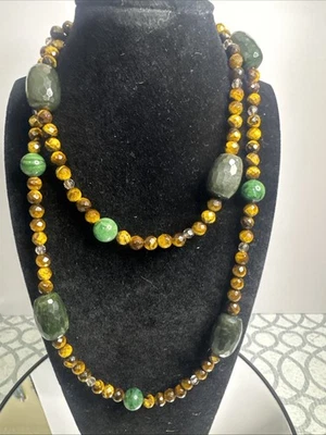 Natural Stone Tigers Eyes Necklace With 925 Clasp - Image 1 of 4