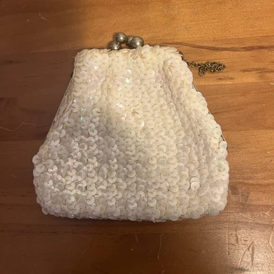 Vintage White Sequin Evening Bag Needs Chain - Image 1 of 4
