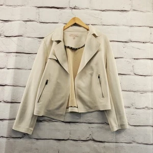 PHILOSOPHY Jacket Womens Large Faux Suede Long Sleeve Crop Ivory - Picture 1 of 11