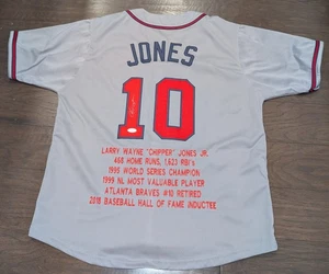 Chipper Jones signed Custom Stat Jersey auto certified JSA Atlanta Braves - Picture 1 of 4