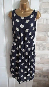 F&F● size 12 ● navy blue white floral pockets sun dress womens ladies - Picture 1 of 6