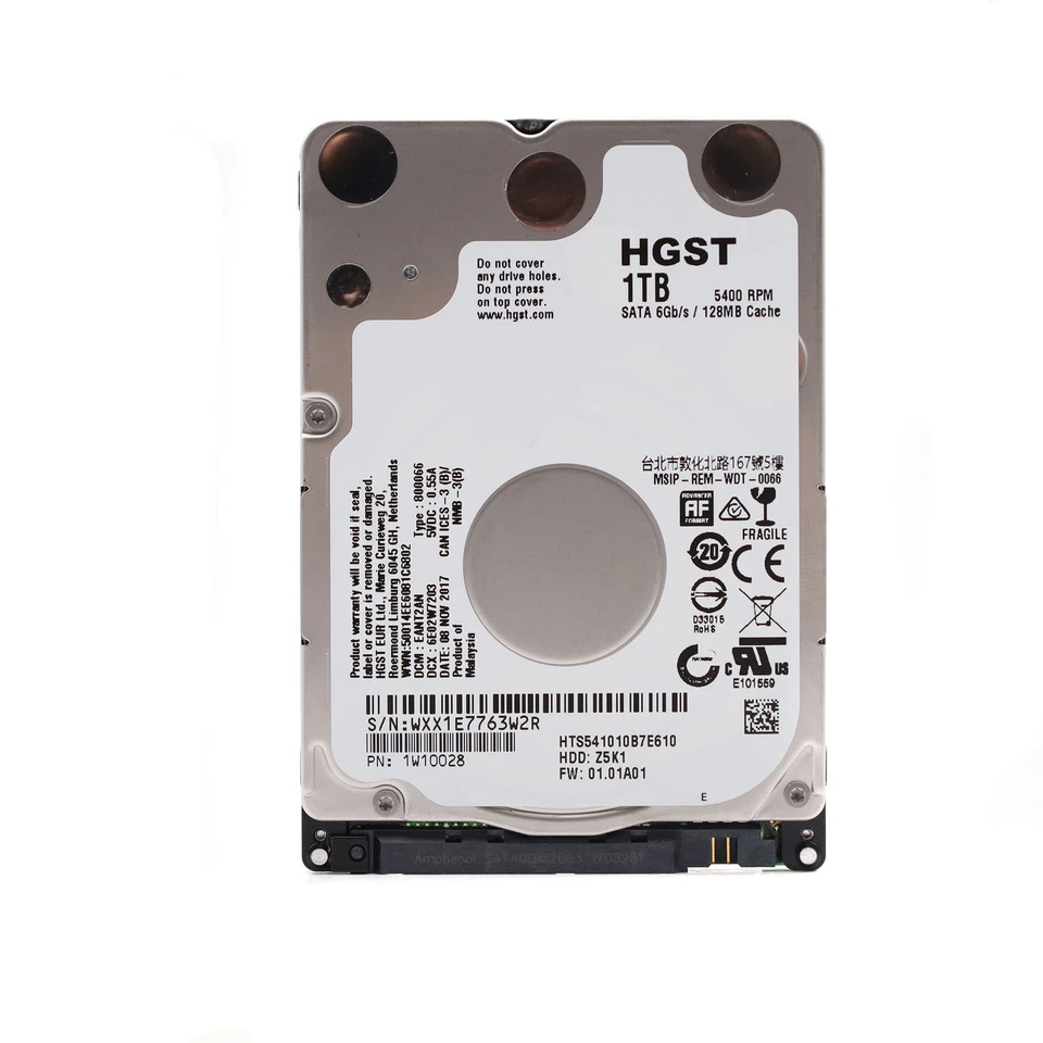 HGST 1TB Festplatte 5400rpm SATA 128MB Cache 512e 2.5" HTS541010B7E610 HDD - Bild 1 von 1