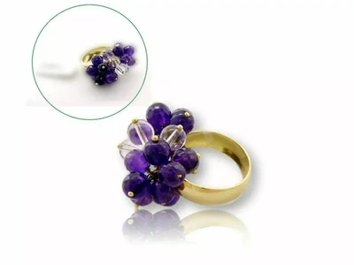 Anello Donna in asta con Oro Giallo 18Kt 750 Ametista e pietre Gioiello di Lusso - Immagine 1 di 3