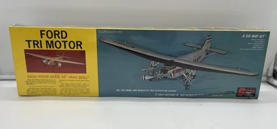 NEW Sealed Sterling Models Ford Tri Motor Vintage Balsa Wood Plane Kit 34" - Image 1 of 4