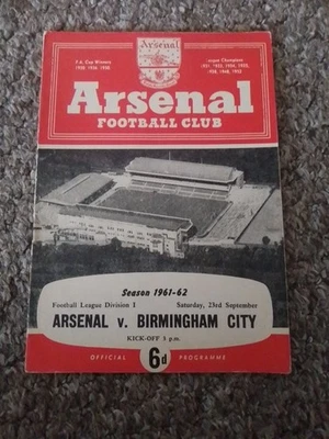 Arsenal Vs Birmingham 23/9/61 - Image 1 of 2