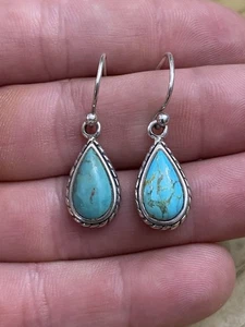 BARSE Turquoise Sterling Silver 925 Designer Signed Framed Drop Dangle Earrings - Picture 1 of 2