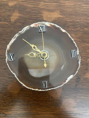 Clock Agate Quartz Geode Vintage Slice Polished Stone Clock - Image 1 of 4