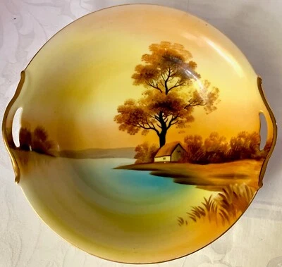NORITAKE TREE IN THE MEADOW WATERSIDE SCENE LARGE ROUND SERVING BOWL, EXLNT COND - Image 1 of 4