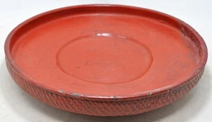 Antique Wooden Round Big Size Tray Plate Original Old Hand Carved Lacquer Paint - Picture 1 of 6