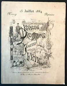 Programme journal spécial fête Kermesse 1884, Nancy, parc de la Pépinière 14 p - Imagen 1 de 8
