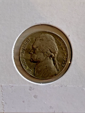 1939 P Jefferson Nickel Mint Error Rotated Die Cover