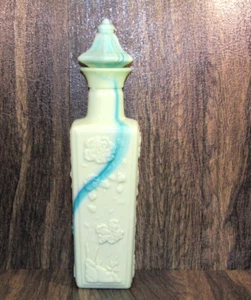Vtg 1972 Jim Beam Liquor Decanter Jade Green Blue Teal Milk Slag Glass Stopper - Picture 1 of 12