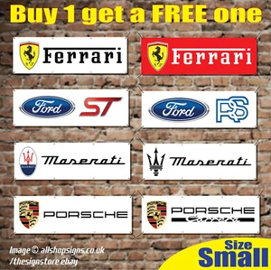 Sports Car Logo Banners Garage Workshop PVC sign BUY 1 GET 1 FREE - Picture 1 of 11
