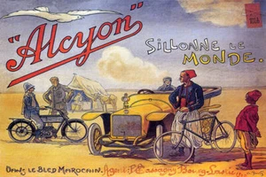 MOROCCO DESERT ALCYON CAR MOTORCYCLE BIKE TRAVELS THE WORLD VINTAGE POSTER REPRO - Picture 1 of 3
