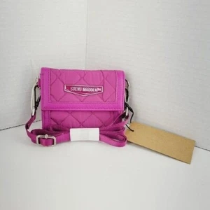 Steve Madden Quilted Moto Mulberry Purple/Pink Card Wallet on a Strap Crossbody - Picture 1 of 13