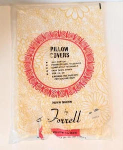 Blumen Kissenschutz Vintage 60er Jahre Forrell Permanent Press 20 x 26 Neu in Verpackung gelb - Bild 1 von 1