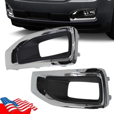 Par de faros antiniebla bisel cromo moldura cubierta repuesto para GMC Yukon XL 2015-20 Foto 1 de 4