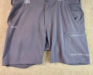Huk Next Level Performance Fishing Shorts Men's 2XL Gray Quick Dry Vented - Picture 1 of 10