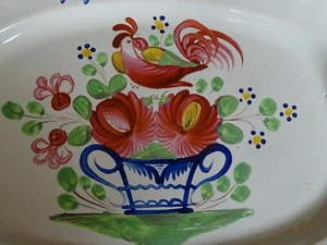 VINTAGE DISH CERAMIC SAINT CLEMENT FRANCE PATTERN ROOSTER lenght 14" - Picture 1 of 8