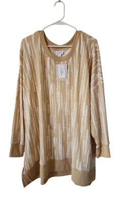 Suéter Lularoe Rayas 3XL Hannah Cuello Redondo 3X Blanco Tostado ¡NUEVO! Foto 1 de 3