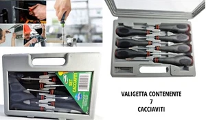 Serie De 7 Destornilladores A Corte Ed A Cruzar Mango Antideslizante Valija - Imagen 1 de 12