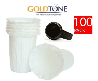 (100) GoldTone Paper Filters for All Keurig Carafe Coffee Makers + Scoop - Image 1 of 3