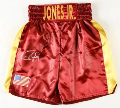 ROY JONES JR. Signed Red Boxing Trunks Autographed 66-10-47 KO, JSA - COA 🥊 - Image 1 of 4