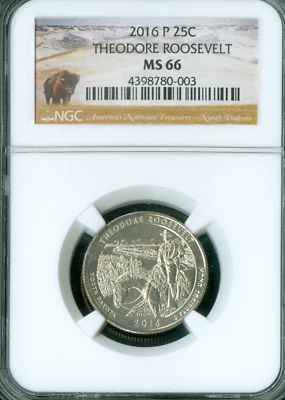 2016 P THEODORE ROOSEVELT  PARKS QUARTER  MS66 PQ * - Image 1 of 2