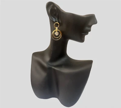 orecchini pendente donna argento 925 anallergico dorato zircone cerchi - Immagine 1 di 2