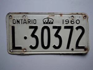 1960 ONTARIO CANADA License Plate L 30372 Can - Picture 1 of 1