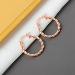 Hoop Earrings Small Twist Style 18MM Hoops Round Women Jewellery Girl Gift - Picture 1 of 9