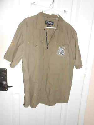 Eight 732 Mens Green Khaki Short Sleeve Shirt 3XL Only the Strong Survive - Image 1 of 4