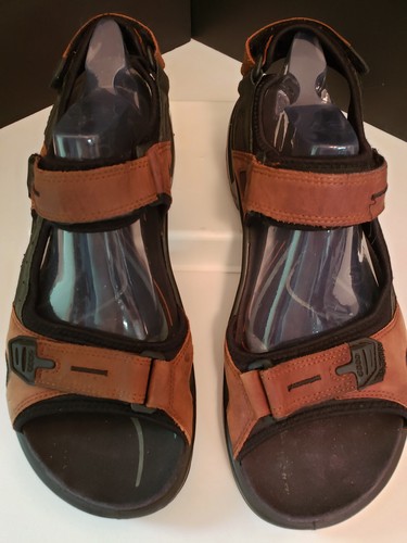 Sandali da uomo Ecco Yucatan marrone nero in pelle taglia 45 11 11 5 usati negli Stati Uniti