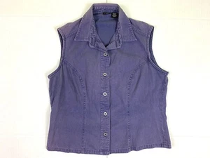 Riveted by Lee Women's M Medium Vest Button Up Medium Wash Lilac Collared - Picture 1 of 9