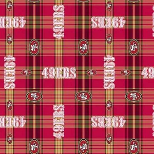 San Francisco 49ers Plaid NFL NFC West Fleece Fabric - Picture 1 of 3