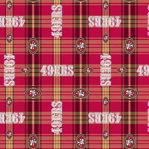 FABRIC TRADITIONS San Francisco 49ers Plaid NFL NFC West Fleece Fabric