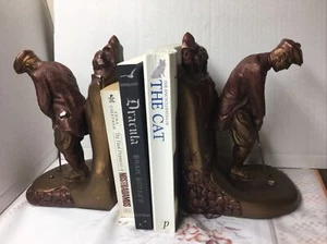 VINTAGE MCM AUSTIN SCULPTURE GOLFER BOOKENDS PUTTER BEAUTIFUL (SEE PICS) - Picture 1 of 16